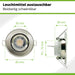 Ultra flache Einbauleuchte mit 30 mm Einbautiefe und 85 mm Außendurchmesser. Austauschbares und schwenkbares Leuchtmittel (LED-Coin)