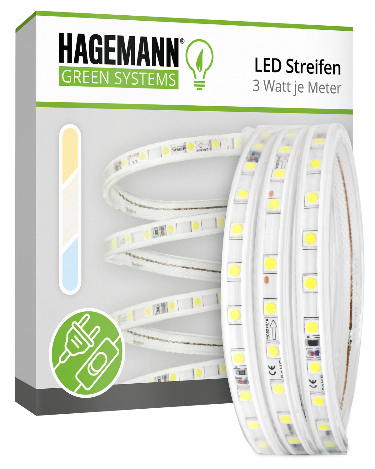 LED Streifen mit Schalter und Stecker 1-10 m von HAGEMANN